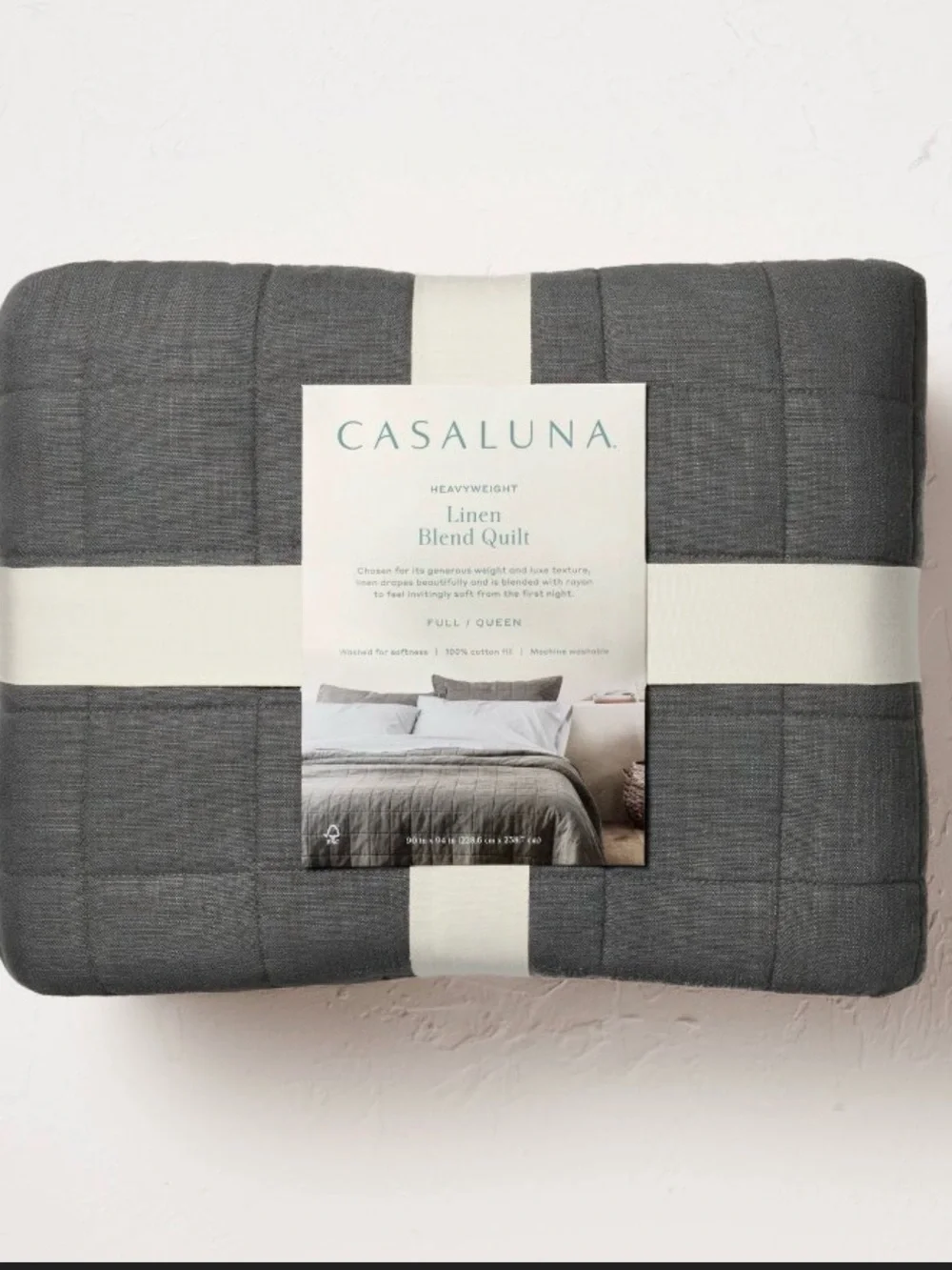 Casaluna King Size grey heavyweight quilt. 100% cotton. NWOT
